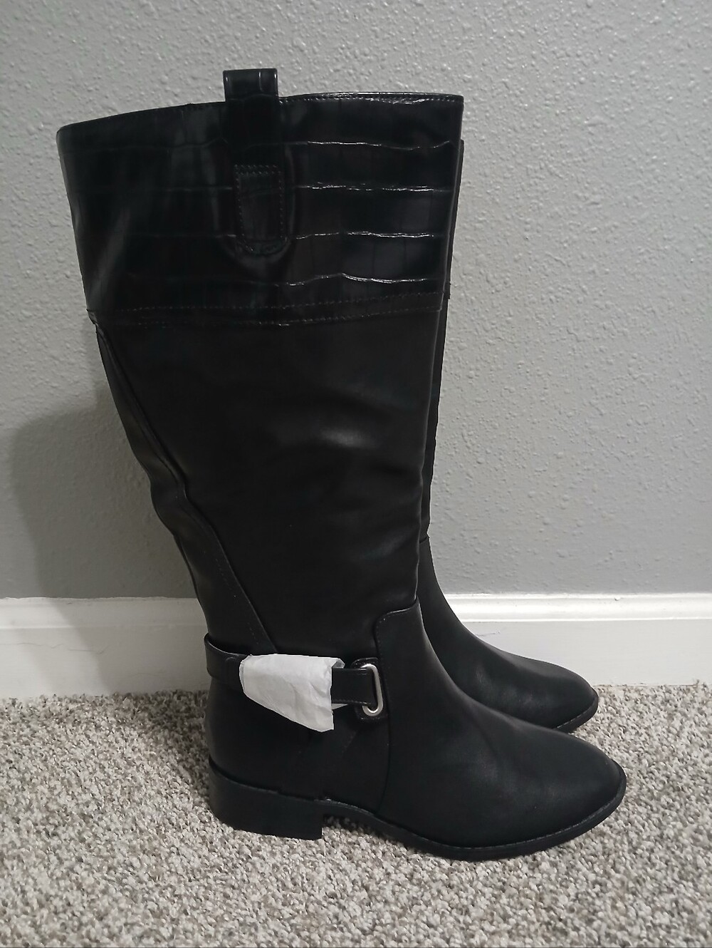 St. John's Bay Black Tall Riding Boots with Buckle Detail Size 7W